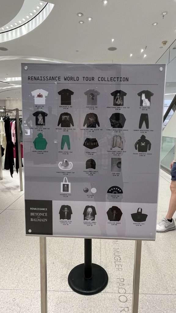 Holt Renfrew presents the RENAISSANCE FLAGSHIP celebrating the Beyoncé concert in Toronto. This list includes merchandises and their prices. Source: Larry Leung